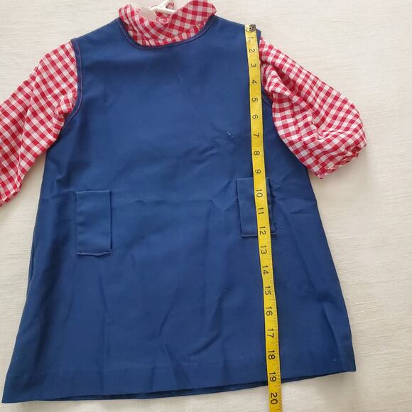 Vintage Navy/Red Gingham Dress 3t/4t - Picture 7 of 9
